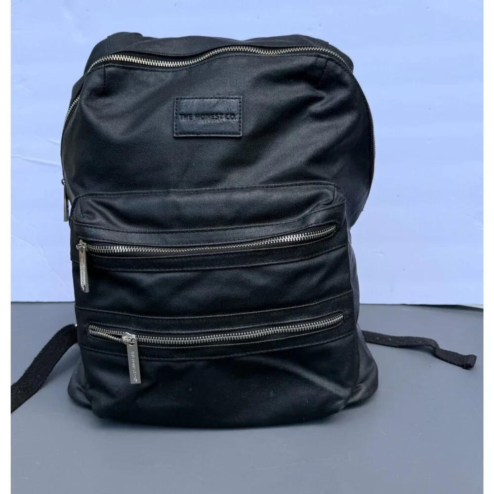 The Honest Company Black Faux Leather Vegan Backpack Diaper Bag